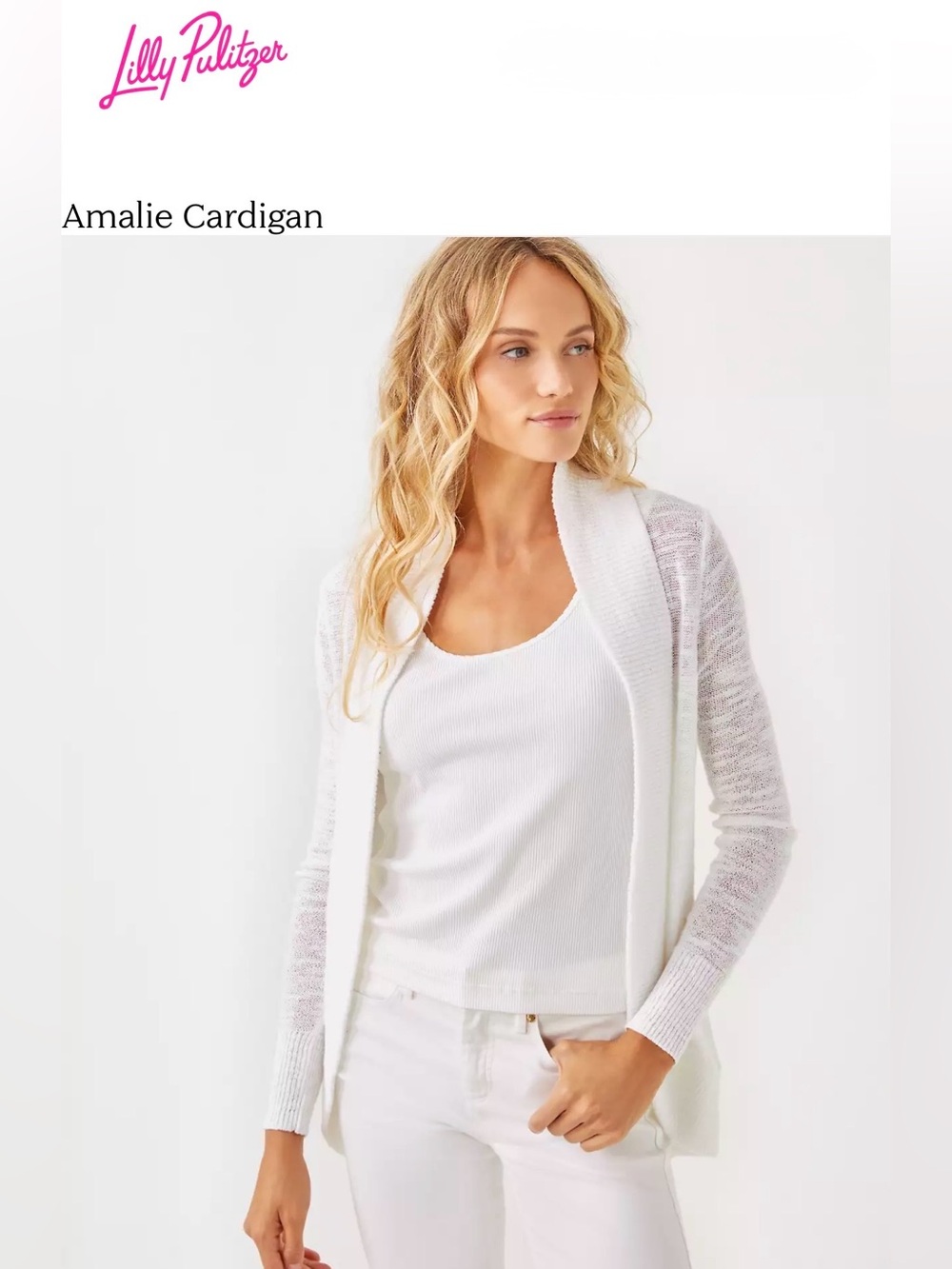 Lilly Pulitzer White Open-Front Amalie Cardigan